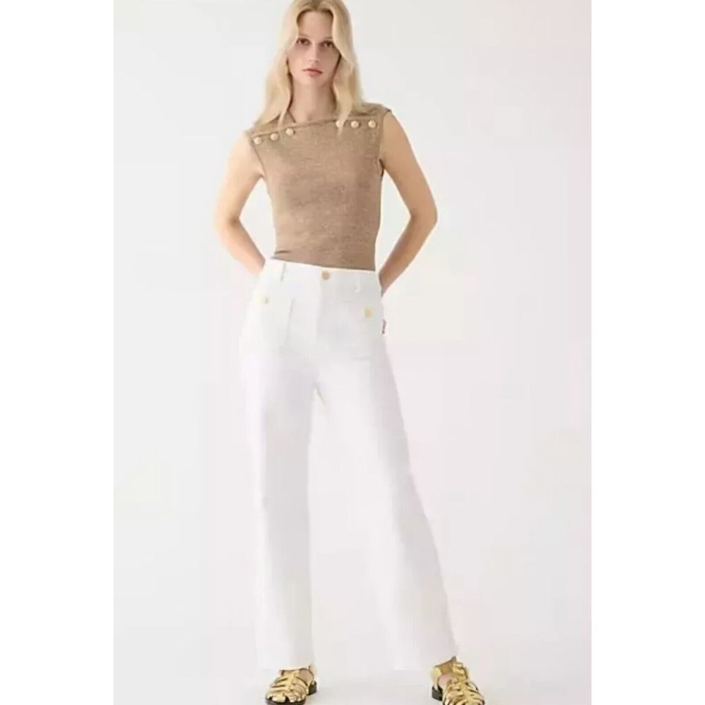 J. CREW Women's Sailor Slim Wide-Leg Jean in White Size 32 Tall NWT